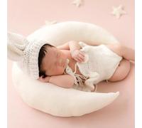 KMOCEPLY Accessoires de photographie pour nouveau-né - Oreiller et étoiles en forme de croissant de lune - Pour séance photo de bébé - Coussin de positionnement pour bébé - Accessoires de prise de vue