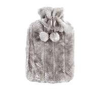 KMOCEPLY Bouillotte à Pompons de Grande capacité en Fausse Fourrure de Lapin - Bouillotte en Fausse Fourrure de Lapin - Décoration pour Fournitures d'hiver, Cadeaux (Gris)