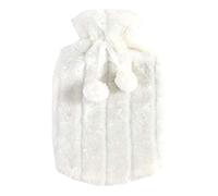 KMOCEPLY Bouillotte à Pompons de Grande capacité en Fausse Fourrure de Luxe et Confortable, en Fausse Fourrure de Lapin, décoration pour Fournitures d'hiver, Cadeaux (Blanc)