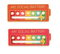 KMOCEPLY Lot de 1/2/4 broches « My Social Battery » pour batterie sociale - Broche amusante pour 7 jours - Expression créative - Cadeau (2 pièces), Métal