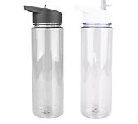 KMOCEPLY Lot de 2 grandes bouteilles d'eau de 800 ml avec paille et poignée sans BPA avec buse à rabat et bouchon étanche pour voyage, pique-nique, camping, randonnée