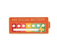 KMOCEPLY Lot de 4 broches orange « My Social Battery » pour 7 jours d'expression créative, Métal