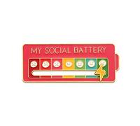 KMOCEPLY Lot de 4 broches unisexes avec batterie sociale My Social Battery Rouge, Métal