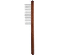 KMOCEPLY Peigne de toilettage pour chien et chat avec dents arrondies en acier inoxydable et poignée en caoutchouc - Outil de toilettage avec dents métalliques pour démêler les nœuds de fourrure