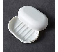 KMOCEPLY Porte-savon portable de voyage avec couvercle, boîte à savon de douche en plastique (blanc)