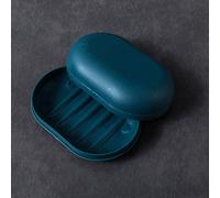 KMOCEPLY Porte-savon portable de voyage avec couvercle, boîte à savon de douche avec couvercle, boîte à savon de voyage avec couvercle, boîte à savon en plastique étanche (bleu B)
