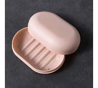 KMOCEPLY Porte-savon portable - Étui à savon de voyage avec couvercle et support - En plastique étanche - Douche et plat - Rose