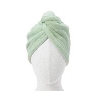 KMOCEPLY Serviette à cheveux en microfibre à séchage instantané, turban léger, super absorbant et anti-frisottis avec boucle à bouton pour fixer les cheveux secs (vert)
