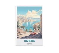 KmoNo Affiches murales vintage Riviera - Décoration murale sur toile pour salon, chambre à coucher - 50 x 75 cm
