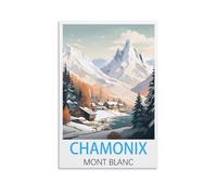 KmoNo Affiches murales vintage sur toile Chamonix Mont Blanc - Décoration murale pour salon, chambre à coucher - 50 x 75 cm