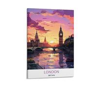 KmoNo Poster de voyage vintage Britain London - Décoration murale sur toile pour salon, chambre à coucher - 20 x 30 cm