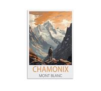 KmoNo Poster de voyage vintage Chamonix Mont Blanc - 30 x 45 cm - Décoration murale sur toile pour salon, chambre à coucher