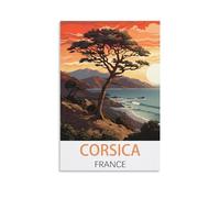 KmoNo Poster de voyage vintage Corse France - Poster décoratif sur toile pour salon, chambre à coucher - 20 x 30 cm