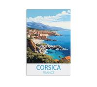 KmoNo Poster de voyage vintage Corse France - Poster décoratif sur toile pour salon, chambre à coucher - 20 x 30 cm