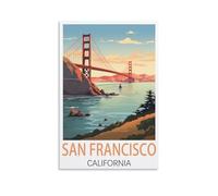 KmoNo Poster de voyage vintage San Francisco California 40 x 60 cm - Décoration murale sur toile pour salon, chambre à coucher