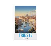 KmoNo Poster de voyage vintage Trieste Italie 40 x 60 cm Décoration murale sur toile pour salon, chambre à coucher