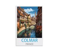 KmoNo Poster vintage Colmar France - Décoration murale sur toile pour salon, chambre à coucher - 40 x 60 cm