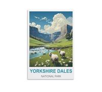 KmoNo Poster vintage de voyage Yorkshire Dales National Park 50 x 75 cm - Décoration murale sur toile pour salon, chambre à coucher