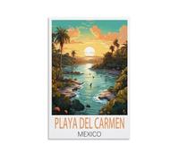 KmoNo Poster vintage Playa Del Carmen Mexique - Décoration murale sur toile pour salon, chambre à coucher - 40 x 60 cm