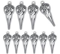 KMOSPAD Lot de 50 breloques en forme de tête de mort d'oiseau en alliage de style tibétain pour Halloween, sorcière, païen, fabrication de bijoux