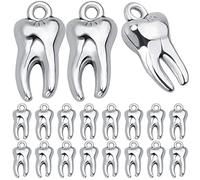 KMOSPAD Lot de 50 pendentifs en forme de dents d'argent antique en alliage pour fabrication de bijoux
