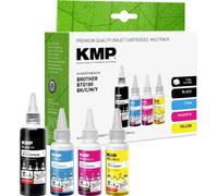 KMP Encre de recharge remplace Brother BTD180BK, BTD180C, BTD180M, BTD180Y compatible pack bundle noir, cyan, magenta, jaune 110