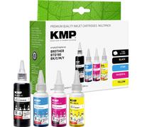 KMP Encre de recharge remplace Brother BTD180BK, BTD180C, BTD180M, BTD180Y compatible pack bundle noir, cyan, magenta, jaune 110