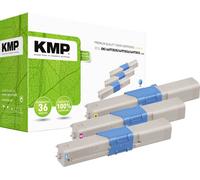 KMP Toner remplace OKI 44973535, 44973534, 44973533 compatible pack bundle cyan, magenta, jaune 1500 pages O-T37V 3341,0030
