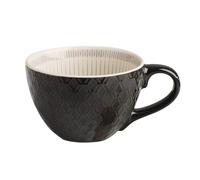 KMQRDZi Grande tasse à café XXL en céramique 700 ml avec anse, bol pour petit-déjeuner, céréales, soupe, porridge, salade, tasse en céramique extra large (380 ml, noir)