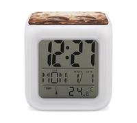 KMRHOUTIQ Charmant réveil numérique en forme de hérisson pour chambre à coucher, veilleuse à 7 couleurs changeantes avec fonction snooze, affichage de la température, lampe de chevet à intensité