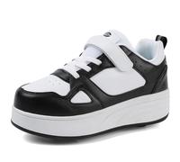 Kmrlofiy Chaussures a Roulette Fille Style de Rue Chaussures de Skateboard Enfants et Garçon Patins a Roulettes Sneakers avec Roues 2 en 1 Chaussures de Sport pour Intérieur Extérieur (Roll-S15, 37EU)