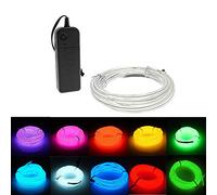 Kmruazre Fil EL Lumineux Néon Alimenté par Pile - Fil Électroluminescent Lumineux Stroboscopique pour Décoration de Fête/Noël (5m/16ft, Bleu Glacé)