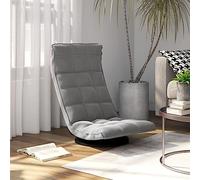 KMTNERVG Chaise de sol pivotante en velours gris clair avec 5 réglages d'angle, chaise de relaxation pivotante à 360 degrés avec structure en métal et rembourrage en mousse, chaise de sol pliable pour