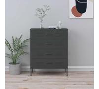 KMTNERVG Commode en acier anthracite 80 x 35 x 101,5 cm | Tiroirs entièrement extensibles, rails à roulement à billes, nivellement, buffet robuste