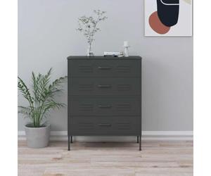 KMTNERVG Commode en acier anthracite 80 x 35 x 101,5 cm | Tiroirs entièrement extensibles, rails à roulement à billes, nivellement, buffet robuste