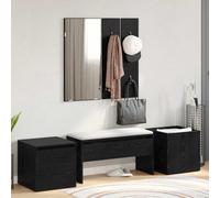 KMTNERVG Ensemble de meubles de couloir à monter au mur avec miroir, 6 | Avec banc, panneau de garde-robe, jardinière, miroir acrylique, incassable, peu encombrant