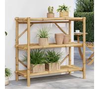 KMTNERVG Étagère de rangement en bambou 100 x 40 x 90 cm avec 3 étagères, étagère ouverte avec design à lattes pour une bonne ventilation, bibliothèque robuste pour salon et commerce