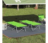 KMTNERVG Lot de 2 lits de camping pliants rectangulaires en tissu Oxford avec cadre en acier, pour extérieur et jardin, vert, 194 x 62,5 x 42,5 cm