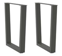 KMTNERVG Lot de 2 pieds de table à manger en forme de V anthracite 70 x 72-73,3 cm en acier revêtu par pulvérisation avec pieds réglables et trous pré-percés