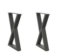 KMTNERVG Lot de 2 pieds de table à manger réglables en acier revêtu par pulvérisation anthracite avec nivellement au sol et vis de montage