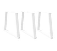 KMTNERVG Lot de 3 pieds de table à manger en forme de V Blanc 90 cm en acier revêtu par pulvérisation avec pieds réglables et vis de montage