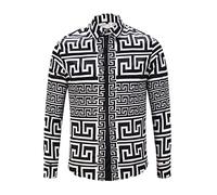 Kmuing Hommes Mode Africaine imprimé à Manches Longues Chemise été Africain Dashiki Chemises rétro Traditionnel Ethnique Motif imprimé Hauts