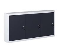 KMUNGDWG Armoire à outils murale en métal gris et noir avec trois étagères réglables en hauteur et plaque perforée européenne, verrouillable avec trois portes (avec 2 clés par