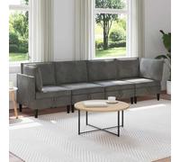 KMUNGDWG Ensemble de meubles de salon modernes 4 pièces avec espace de rangement, velours et contreplaqué, sièges rembourrés gris foncé, design coussin de coffre pour une assise confortable, forme