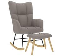 KMUNGDWG Fauteuil à bascule confortable avec repose-pieds, tissu taupe, tissu polyester, cadre en bois et métal, siège et dossier rembourrés épais, accoudoirs, mouvement de balançoire doux, polyvalent