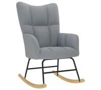 KMUNGDWG Fauteuil à bascule confortable en tissu gris clair avec accoudoirs, siège et dossier rembourrés épais, cadre en bois et métal, mouvement de balançoire doux pour la détente, idéal