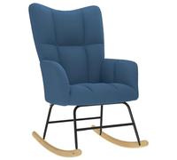 KMUNGDWG Fauteuil à bascule confortable en tissu polyester bleu avec assise et accoudoirs rembourrés épais, cadre en bois et métal pour plus de stabilité, mouvement de balançoire doux pour la détente