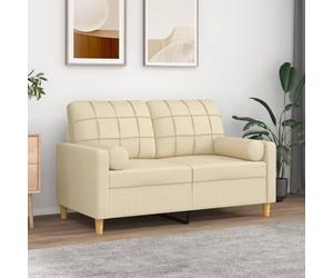 KMUNGDWG Lot de 2 coussins de canapé - Crème - Coussins cylindriques avec housse de coussin amovible et fermeture éclair - Diamètre 15 x 50 cm - Tissu résistant et respirant pour plus de confort