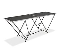 KMUNGDWG Table à tapisser pliante en aluminium et MDF, 200 × 60 × 78 cm, avec marquage de règle, plateau de table noir, charge de 20 kg, pieds tubulaires en acier en forme de W, pliable