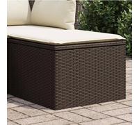 KMUNGDWG Tabouret de jardin en rotin synthétique avec coussin, marron, 55 x 55 x 37 cm, tabouret avec espace de rangement et sac imperméable, housse amovible et lavable, cadre en acier revêtu par